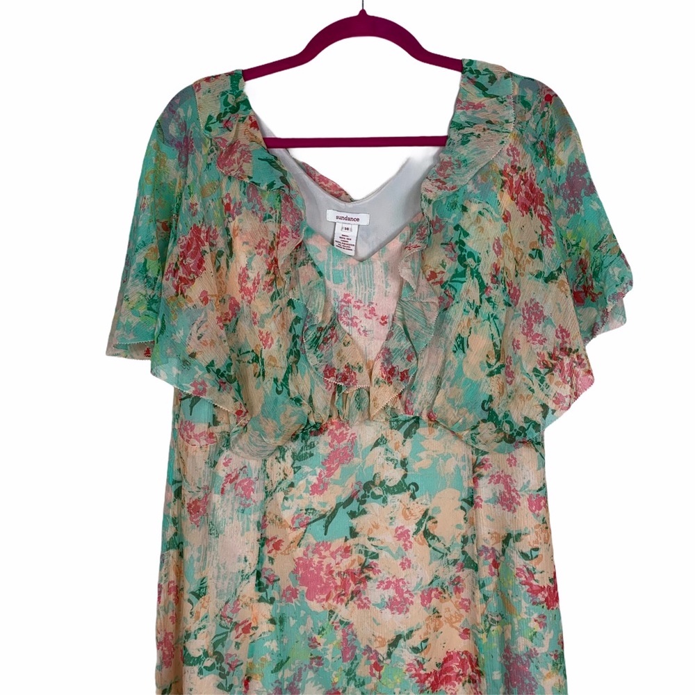 Sundance Elysian Garden Silk Flutter Sleeve Dress - Picture 2 of 9